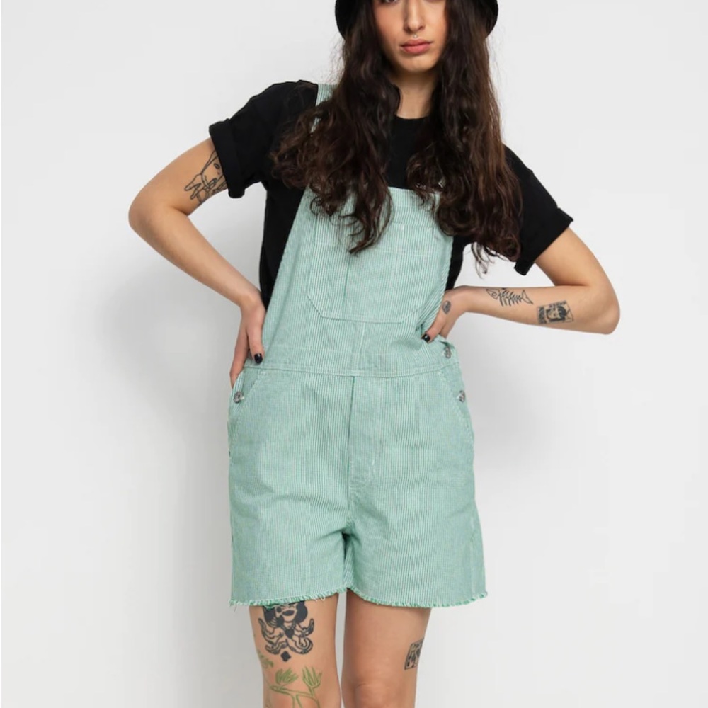 Green Gingham Overalls
